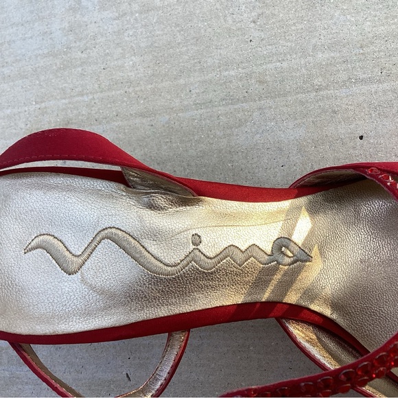 Nina Red Heels with Rhinestone Straps - Picture 6 of 8
